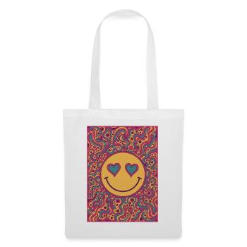 Psychedelisches Festival-Hippie-Pilz-Batik-Rave - Stoffbeutel - Weiß - Vorne