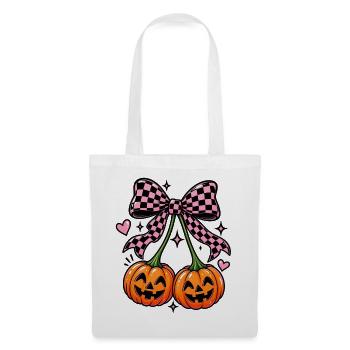 Halloween Kürbis Kirschen  - Stoffbeutel - Weiß - Vorne