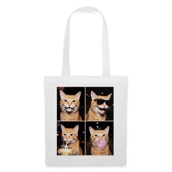 Katzen orange Tabby Katze - Stoffbeutel - Weiß - Vorne