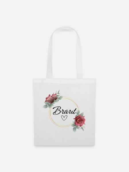 Braut Herz Rosenkranz - Stoffbeutel - Weiß