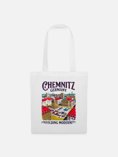 Retro Chemnitz Germany City Skyline Darmstadt - Stoffbeutel - Weiß