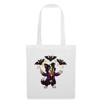 Border Collie leitet einen Halloween-Fledermauschor - Stoffbeutel - Weiß - Vorne