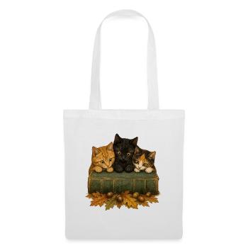 Lesende Katzen Bücherfreund Bibliothek Cottagecore - Stoffbeutel - Weiß - Vorne