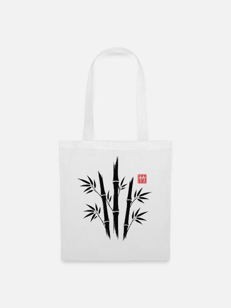 Bamboo Kanji Japanese Minimal Art - Stoffbeutel - Weiß