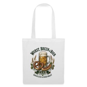 Brezn Bier Wurst Bayerische Brotzeit Shirt - Stoffbeutel - Weiß - Vorne
