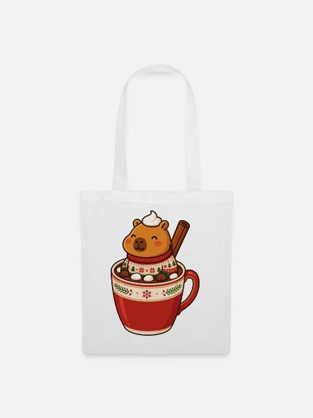 Capybara Weihnachten Winterfreude - Stoffbeutel - Weiß