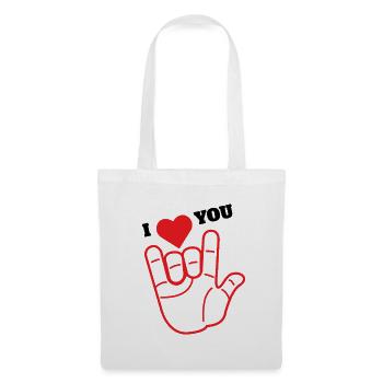 I Love You Hand Sign ASL ILY Heart Art - Stoffbeutel - Weiß - Vorne