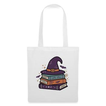 Hexenhut-Bücher Halloween-Schule - Stoffbeutel - Weiß - Vorne