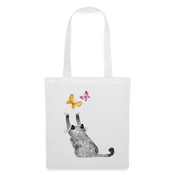 Katzen Katzenmutter Katzenkind Katze Herz - Stoffbeutel - Weiß - Vorne