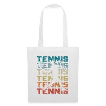 Retro Tennisspieler Spielt Vorhand - Stoffbeutel - Weiß - Vorne