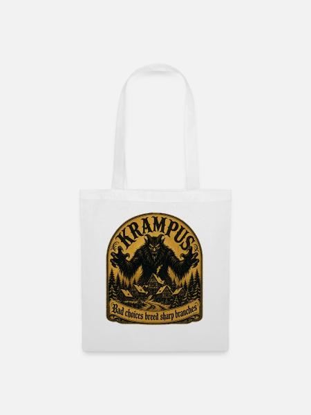 Weihnachtsdämon Geschenk Krampus Maske Kramperl - Stoffbeutel - Weiß