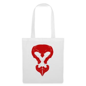 Roter Totenkopf mit gekreuzten Knochen - Stoffbeutel - Weiß - Vorne