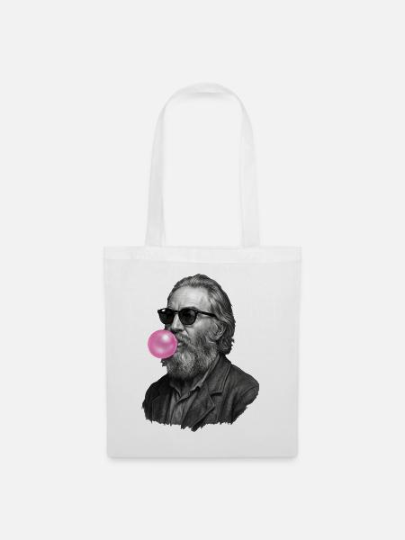 Walt Whitman mit Pinker Bubble - Stoffbeutel - Weiß