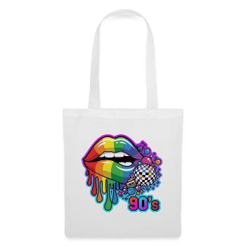 Regenbogenlippen 90er Disco - Stoffbeutel - Weiß - Vorne