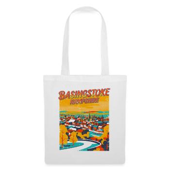 City Basingstoke Hampshire Retro Travel Poster - Stoffbeutel - Weiß - Vorne