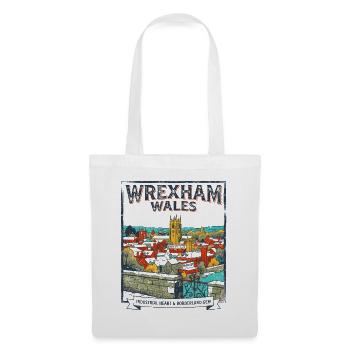 Wrexham Wales Retro Vintage City Skyline Poster - Stoffbeutel - Weiß - Vorne