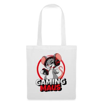 Gaming Maus Gamer Cartoon mit Headset - Stoffbeutel - Weiß - Vorne