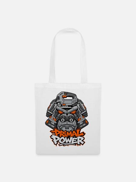 Primal Power Robot Maskottchen-Design - Stoffbeutel - Weiß