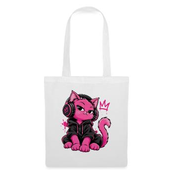 Neon Pinke Katze Y2K Streetwear Aesthetic - Stoffbeutel - Weiß - Vorne
