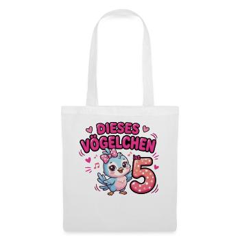 Vögelchen Geburtstag 5 – Niedliches Küken - Stoffbeutel - Weiß - Vorne