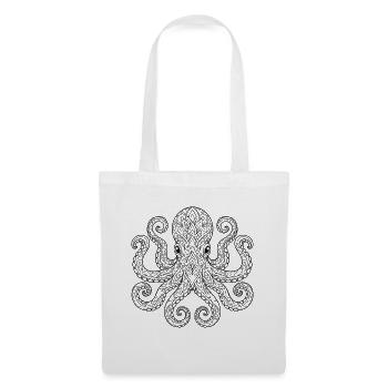 Ausmalen Anmalen Tintenfisch Krake  Mandala - Stoffbeutel - Weiß - Vorne