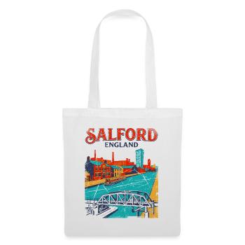 Salford England Vintage Canal Bridge Cityscape - Stoffbeutel - Weiß - Vorne