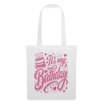 Mein Geburtstag Glitzerrosa Jubel - Stoffbeutel - Weiß - Vorne