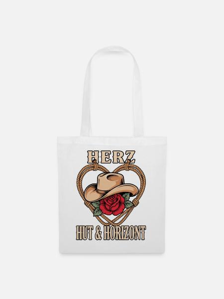 Herz Hut & Horizont - Stoffbeutel - Weiß