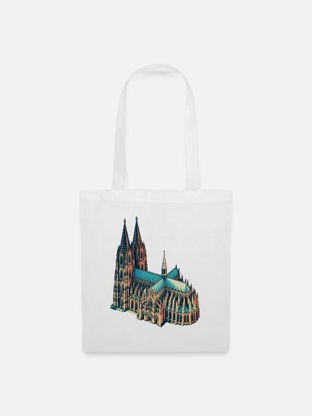 Kölner Dom Retro - Stoffbeutel - Weiß