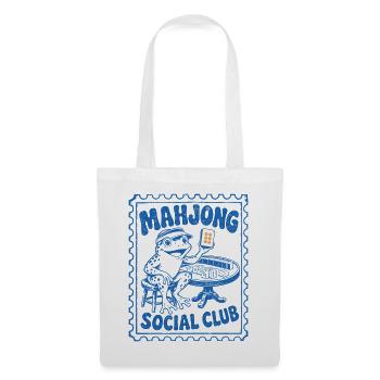  Mahjong Sozialer Club Frosch Retro Briefmarken - Stoffbeutel - Weiß - Vorne