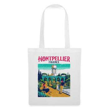 Retro Montpellier France Travel Poster Aesthetic - Stoffbeutel - Weiß - Vorne
