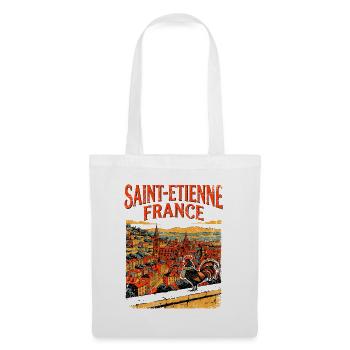 View City Vintage Saint Etienne France Skyline and - Stoffbeutel - Weiß - Vorne