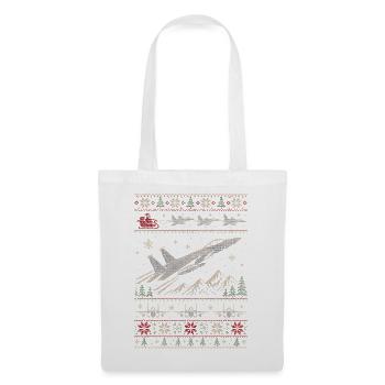 F15 Eagle Weihnachtspullover - Stoffbeutel - Weiß - Vorne