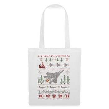 F22 Raptor Weihnachtspullover - Stoffbeutel - Weiß - Vorne