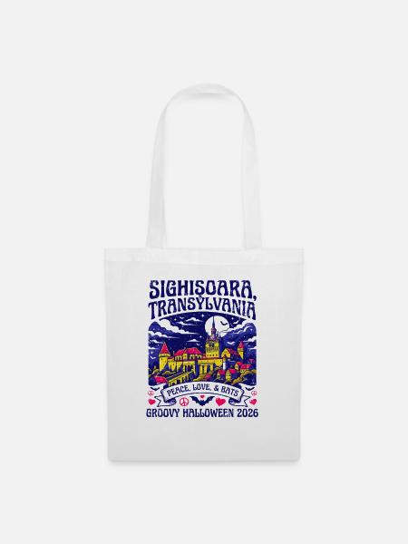 Sighisoara Transylvania Groovy Halloween Bats - Stoffbeutel - Weiß