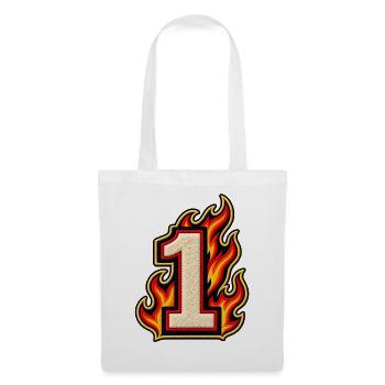 Zahl 1 im Flammen Patch-Look  - Stoffbeutel - Weiß - Vorne