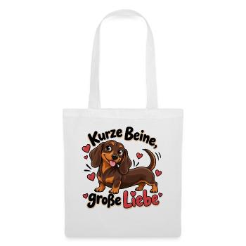 Kurze Beine, große Liebe Dackel - Stoffbeutel - Weiß - Vorne