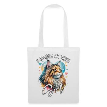 Maine Coon Mädchen Maine Coon - Stoffbeutel - Weiß - Vorne