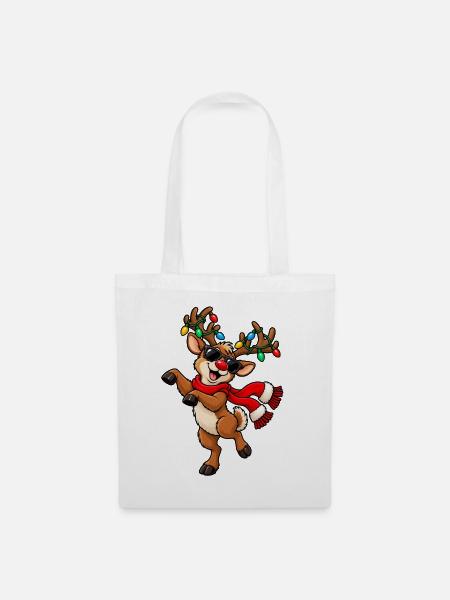 Weihnachten Rentier Rudolph Lustig Geschenkidee - Stoffbeutel - Weiß