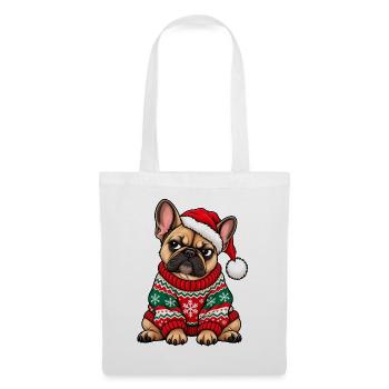 Weihnachten Bulldogge Frenchie Hund Geschenk - Stoffbeutel - Weiß - Vorne