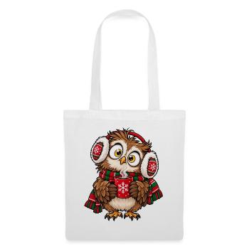 Weihnachten Eule Kakao Winter Geschenkidee - Stoffbeutel - Weiß - Vorne