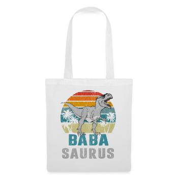 Baba Saurus T-Rex Papa Sonnenbrille Geschenk - Stoffbeutel - Weiß - Vorne