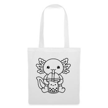 Süßer Axolotl Bubble Tea Umriss Kawaii Boba Drink - Stoffbeutel - Weiß - Vorne