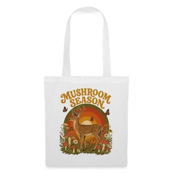 Pilzsaison Hirsch Retro Wald Sammeln Wildblumen - Stoffbeutel - Weiß - Vorne