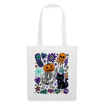 Y2K Gruseliges Halloween-Kürbisskelett - Stoffbeutel - Weiß - Vorne