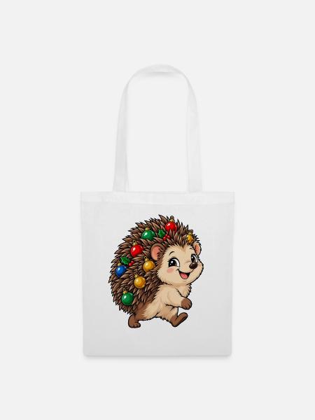 Weihnachten Igel Christbaumkugeln Geschenk - Stoffbeutel - Weiß