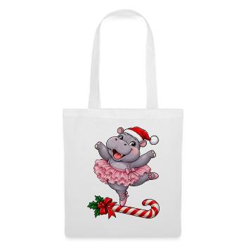 Weihnachten Nilpferd Ballett Ballerina Geschenk - Stoffbeutel - Weiß - Vorne