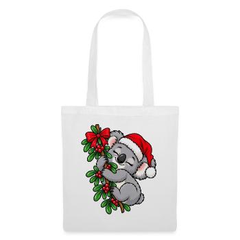 Weihnachten Koala Mistelzweig Geschenkidee - Stoffbeutel - Weiß - Vorne