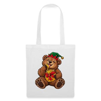 Weihnachten Bär Honigtopf Wichtel Geschenk - Stoffbeutel - Weiß - Vorne