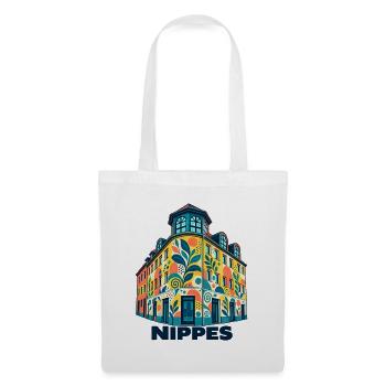 Nippes Eckhaus mit Schrift - Stoffbeutel - Weiß - Vorne